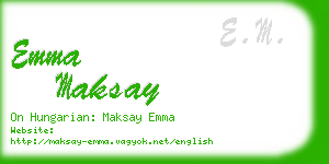 emma maksay business card